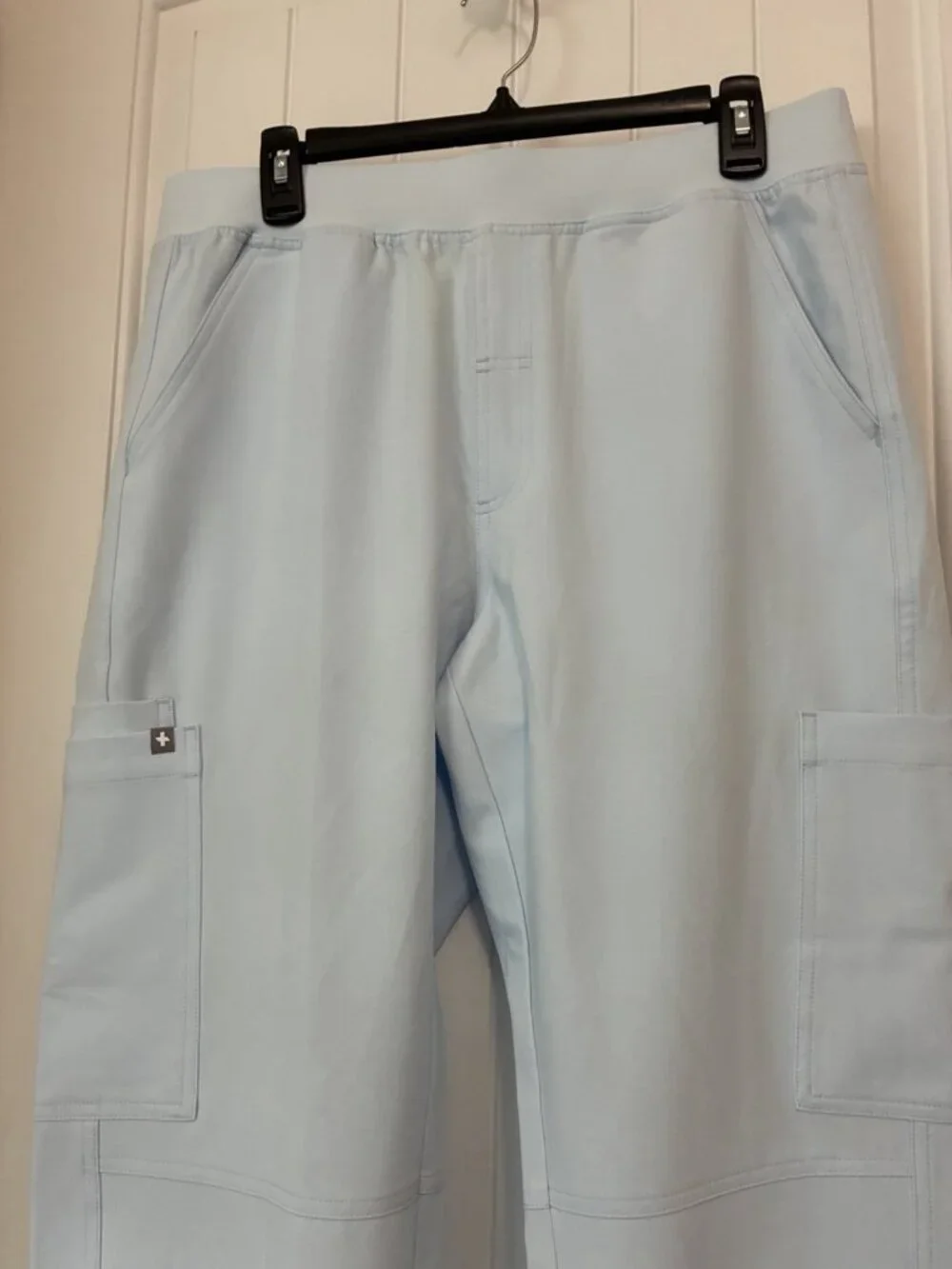 Figs Axim Cargo Scrub Pants In Pale Blue Size LS 34” x 27”